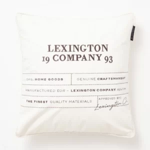 Logo Organic Cotton Canvas Pillow Cover White/Grey,  50x50