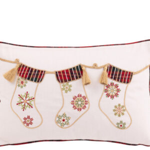 Pillow Weihnachtssocken Baumwolle Weiss/Rot 45x30