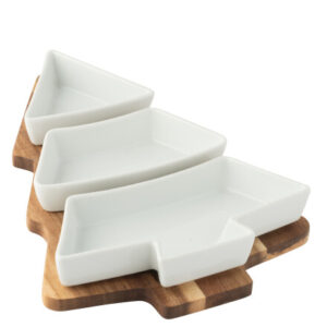 Tapas-Service Weihnachtsbaum Keramik Weiß 30x21.5 by Jolipa