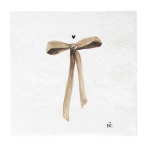 BASTION Napkin White/Bow in Caramel 16.5x16.5cm