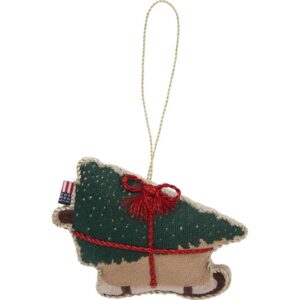 Dog Sleigh Cotton Ornament