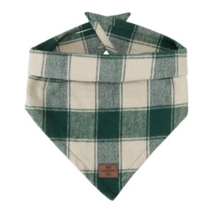 Organic Cotton Flannel Dog Bandana Green/Beige