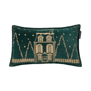 Winter House Organic Cotton Velvet Pillow 50x30 Green