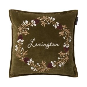 Wreath Organic Cotton Velvet Pillow Cover 50x50 Green