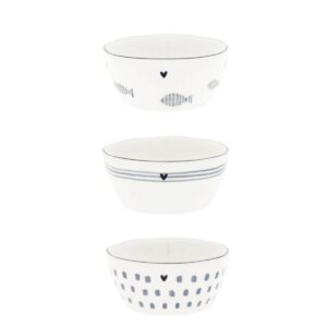 BASTION Mini Bowls Sauce White/Blue print 3pcs, 9,5x4
