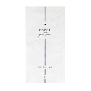 BASTION Napkin White/Blue "Happy Good Times" 10x20cm