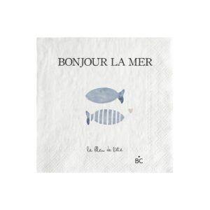 BASTION Napkin White/BonjourLaMer Blue 12,5x12,5cm