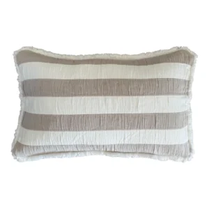 Kissenhülle Boho Streifen Fransen- beige-weiss -30x50