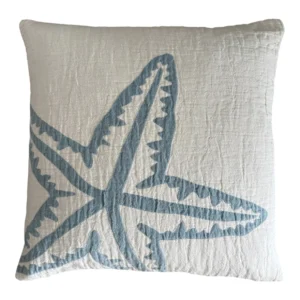 Kissenhülle Offwhite-Aqua-Blue Seestern 50 x 50 cm