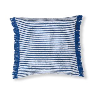 Heavy Striped Organic Cotton Pillow Cover 50x50 Blue/White
