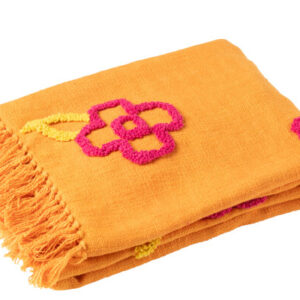 Plaid Blumen Baumwolle Orange+Pink/Gelb 180x130 by J-Line