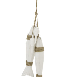 Aufhänger Fisch Holz/Seil Weiß 65 cm by J-Line