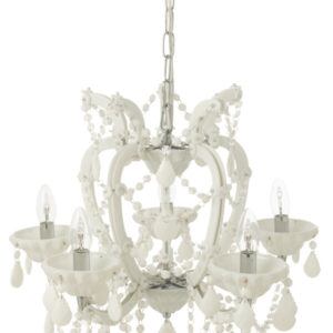 Deckenleuchte Kronleuchter Antik Glas Weiß 53x53x57 by J-Line