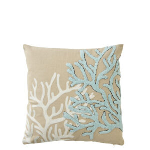 Kissen Koralle Baumwolle Greige/Hellblau 45x45 by J-Line