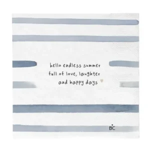 BASTION  Napkin White/Stripes Summer Blue 16,5x16,5cm