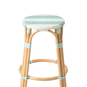 Hocker Gestreift Rattan Mint/Weiß 66x53 by Jolipa