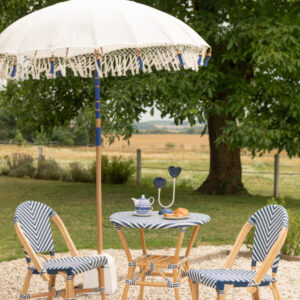 Esstisch Geo Rund Rattan Blau/Weiß Ø 70x75 by Jolipa