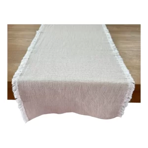 Runner Boho Fransen - Duplex - Weiss/Beige 45x150 cm