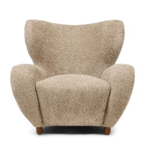 Courchevel Wing Chair Vintage Velvet Classic Cream by RIVIÈRA MAISON