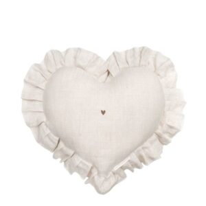 BASTION Heart Cushion 52x50 Light Naturel with ruffles