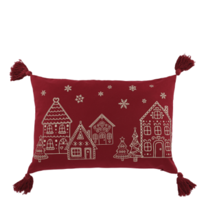 Aix Pillow Cover mit Quasten & Häusern 30x50
