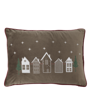 Aix Pillow Cover mit Haus-Stickerei 30x50