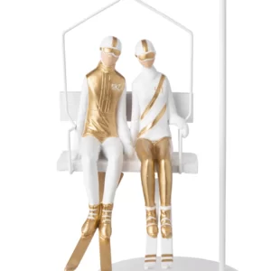 Skifahrer Paar im Sessellift Weiß/Gold 34x19x17 by J-Line
